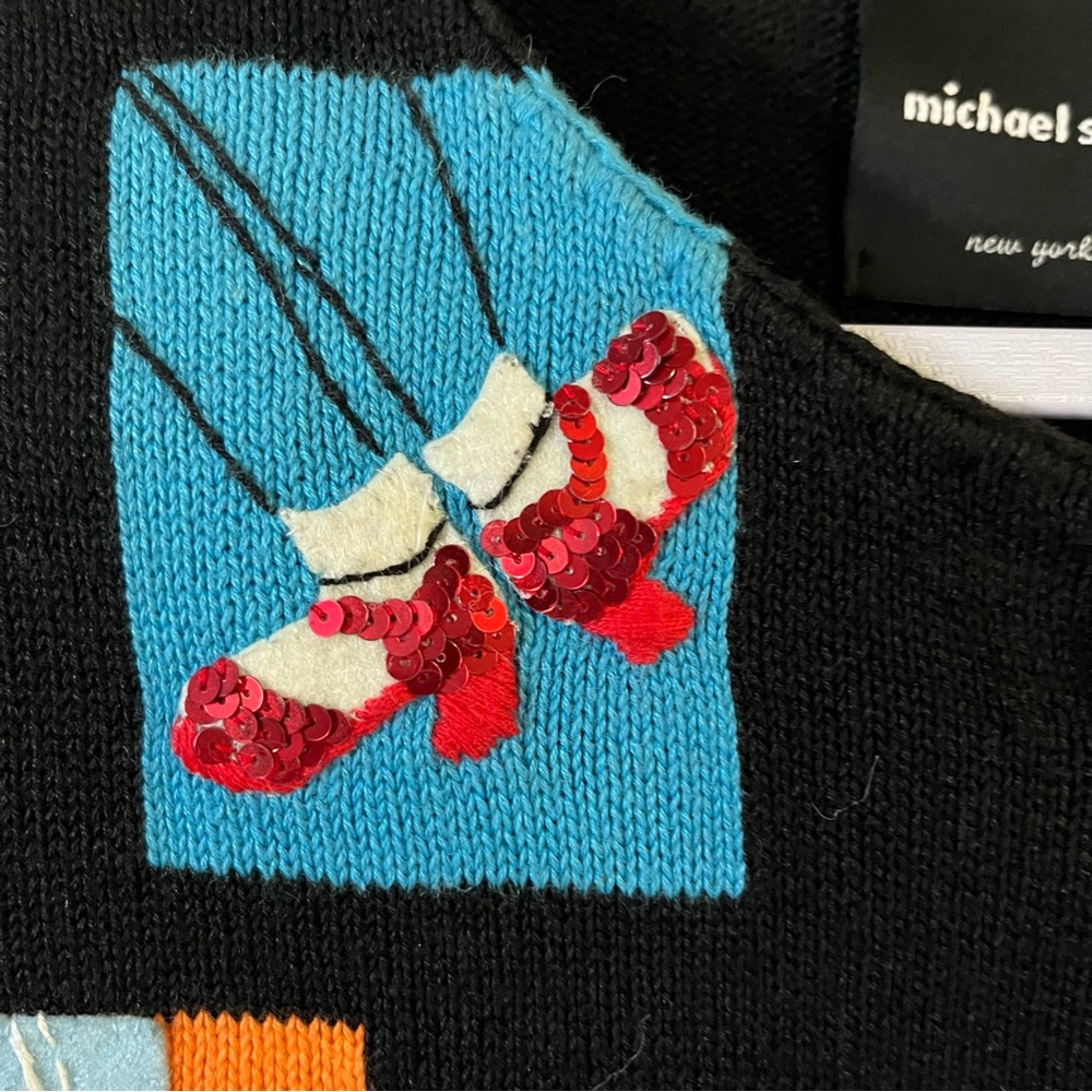 Michael Simon Vintage 90s Cardigan Embroidered Embellishments Heels Shoes M - Picture 7 of 10